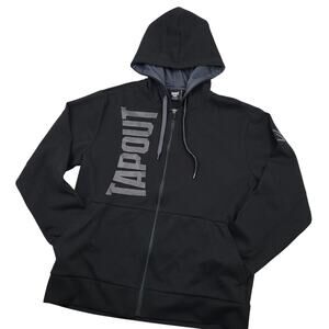 Tapout Men’s Full Zip Hoodie Size Large Black Sweatshirt MMA Grunge Y2K EUC